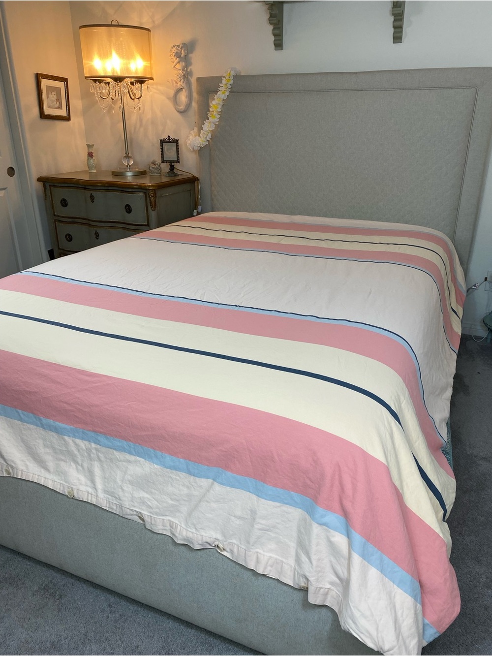 Calvin Klein Pink, Light Blue & Cream Striped Duvet Cover Surfs up